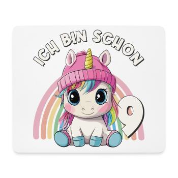 9. Geburtstag Einhorn Regenbogen Süß Niedlich - Mousepad (Querformat) - Weiß - Vorne