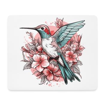 Hummingbird Flowers Bird Animal Art Watercolor Colorful - Mouse Pad (horizontal) - white - Front