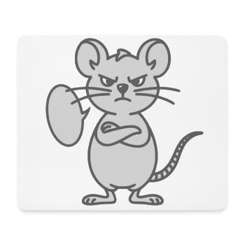 Maus mit verschränkten Armen und Sprechblase - Mousepad (Querformat) - Weiß - Vorne