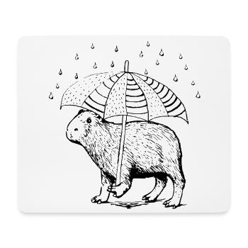 Capybara wandert mit Schirm im Regen - Mousepad (Querformat) - Weiß - Vorne