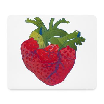 Coeur de fraise - Tapis de souris (format paysage) - blanc - Devant