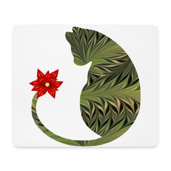 katze mit blume e 101 - Mousepad (Querformat) - Weiß - Vorne