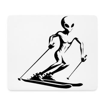 Alien skier silhouette for minimalist - Mouse Pad (horizontal) - white - Front