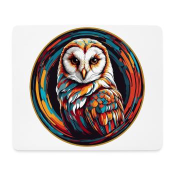 Farbenfrohes Portrait einer Schleiereule - Mousepad (Querformat) - Weiß - Vorne