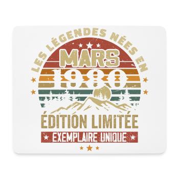 Vintage 1980 Mars Cadeau Anniversaire Rétro 1980 - Tapis de souris (format paysage) - blanc - Devant