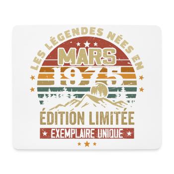 Vintage 1975 Mars Cadeau Anniversaire Rétro 1975 - Tapis de souris (format paysage) - blanc - Devant