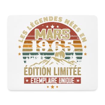 Vintage 1965 Mars Cadeau Anniversaire Rétro 1965 - Tapis de souris (format paysage) - blanc - Devant