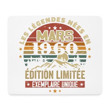 Vintage 1960 Mars Cadeau Anniversaire Rétro 1960 - Tapis de souris (format paysage) - blanc - Devant