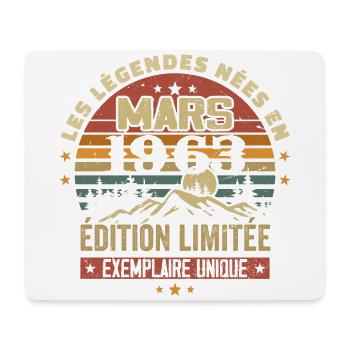Vintage 1963 March Retro Anniversary Gift 1963 - Mouse Pad (horizontal) - white - Front