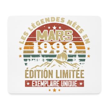 Jahrgang 1999 März Retro Jubiläum Geschenk 1999 - Mousepad (Querformat) - Weiß - Vorne