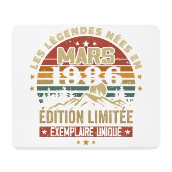 Vintage 1986 Mars Cadeau Anniversaire Rétro 1986 - Tapis de souris (format paysage) - blanc - Devant