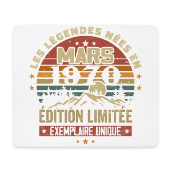 Vintage 1970 Mars Cadeau Anniversaire Rétro 1970 - Tapis de souris (format paysage) - blanc - Devant