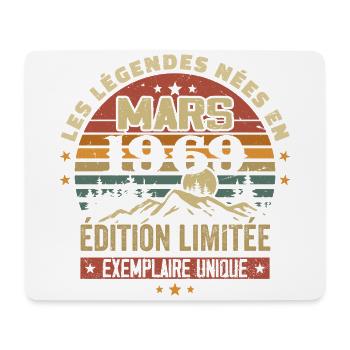 Vintage 1969 Mars Cadeau Anniversaire Rétro 1969 - Tapis de souris (format paysage) - blanc - Devant