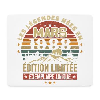 Vintage 1988 Mars Cadeau Anniversaire Rétro 1988 - Tapis de souris (format paysage) - blanc - Devant