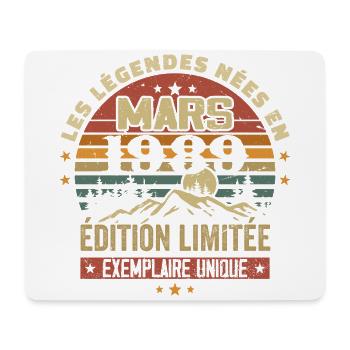 Vintage 1989 March Retro Anniversary Gift 1989 - Mouse Pad (horizontal) - white - Front