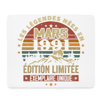 Vintage 1991 Mars Cadeau Anniversaire Rétro 1991 - Tapis de souris (format paysage) - blanc - Devant