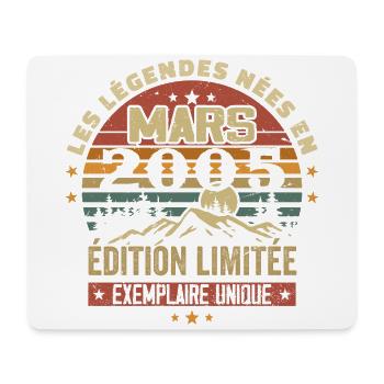 Vintage 2005 Mars Cadeau Anniversaire Rétro 2005 - Tapis de souris (format paysage) - blanc - Devant