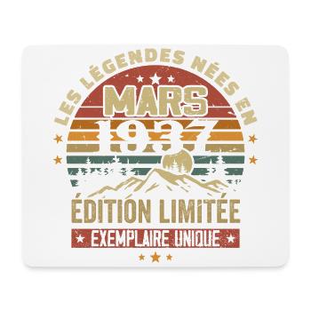 Vintage 1937 Mars Cadeau Anniversaire Rétro 1937 - Tapis de souris (format paysage) - blanc - Devant