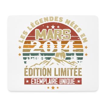 Vintage 2014 Mars Cadeau Anniversaire Rétro 2014 - Tapis de souris (format paysage) - blanc - Devant