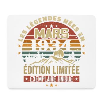 Vintage 1934 March Retro Birthday Gift 1934 - Mouse Pad (horizontal) - white - Front