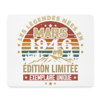 Vintage 1946 Mars Cadeau Anniversaire Rétro 1946 - Tapis de souris (format paysage) - blanc - Devant