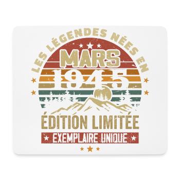 Vintage 1945 Mars Cadeau Anniversaire Rétro 1945 - Tapis de souris (format paysage) - blanc - Devant