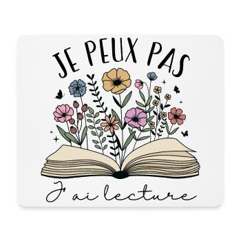 Je Peux Pas J’ai Lecture Cadeau Livre Fleurs - Tapis de souris (format paysage) - blanc - Devant