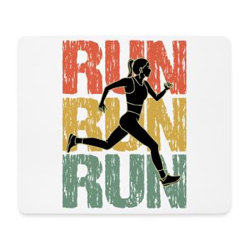 Run Run Run Vintage Runner Girl - Tapis de souris (format paysage) - blanc - Devant