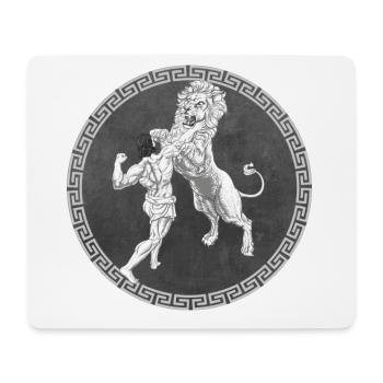 Hercules Greek Hero, Battle with Lion - Mouse Pad (horizontal) - white - Front