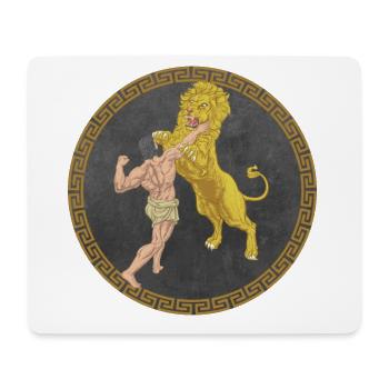 Hercules Greek Hero, Battle with Lion - Mouse Pad (horizontal) - white - Front