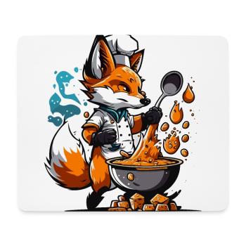 Le Chef Renard - Tapis de souris (format paysage) - blanc - Devant