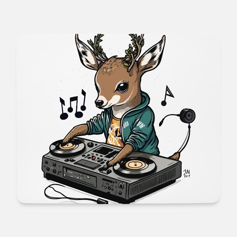 DJ Hirsch - Mousepad (Querformat) - Weiß