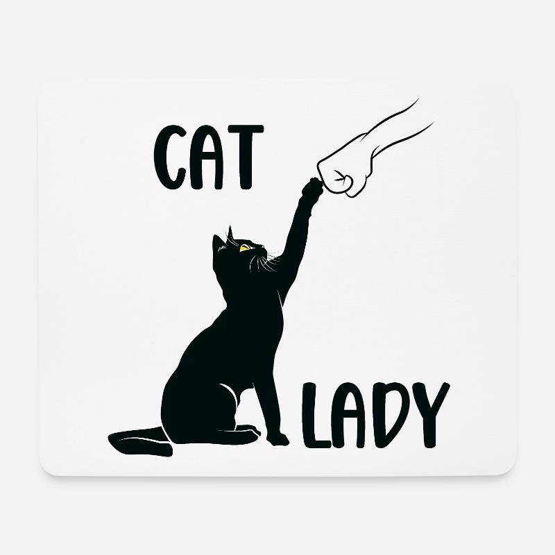 Cat Fist Bump - Lustige Katzendame - Mousepad (Querformat) - Weiß