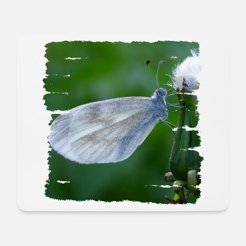 Schmetterling ruht auf einer Distel - Mousepad (Querformat) - Weiß