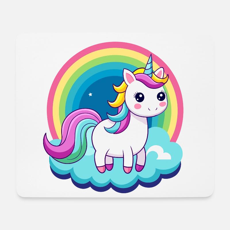 Süßes Regenbogen-Einhorn - Mousepad (Querformat) - Weiß