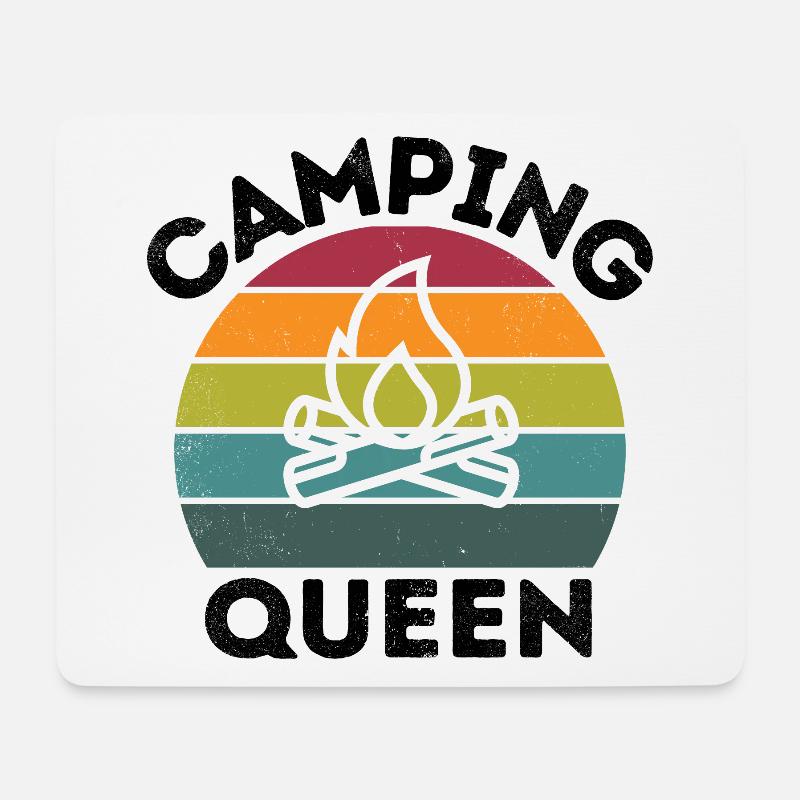 Camping Queen distressed schwarze schrift - Mousepad (Querformat) - Weiß