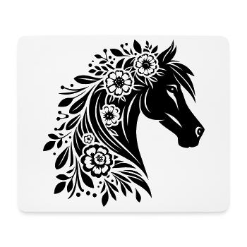 Fleurs de tête de cheval - Tapis de souris (format paysage) - blanc - Devant