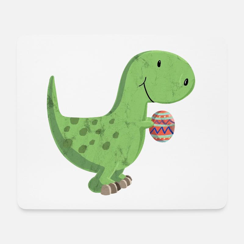 Dino und das bunte Ei - Mousepad (Querformat) - Weiß