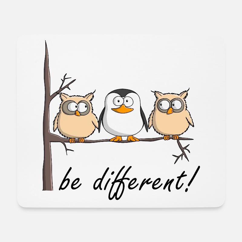 Eule und Pinguin - Mousepad (Querformat) - Weiß