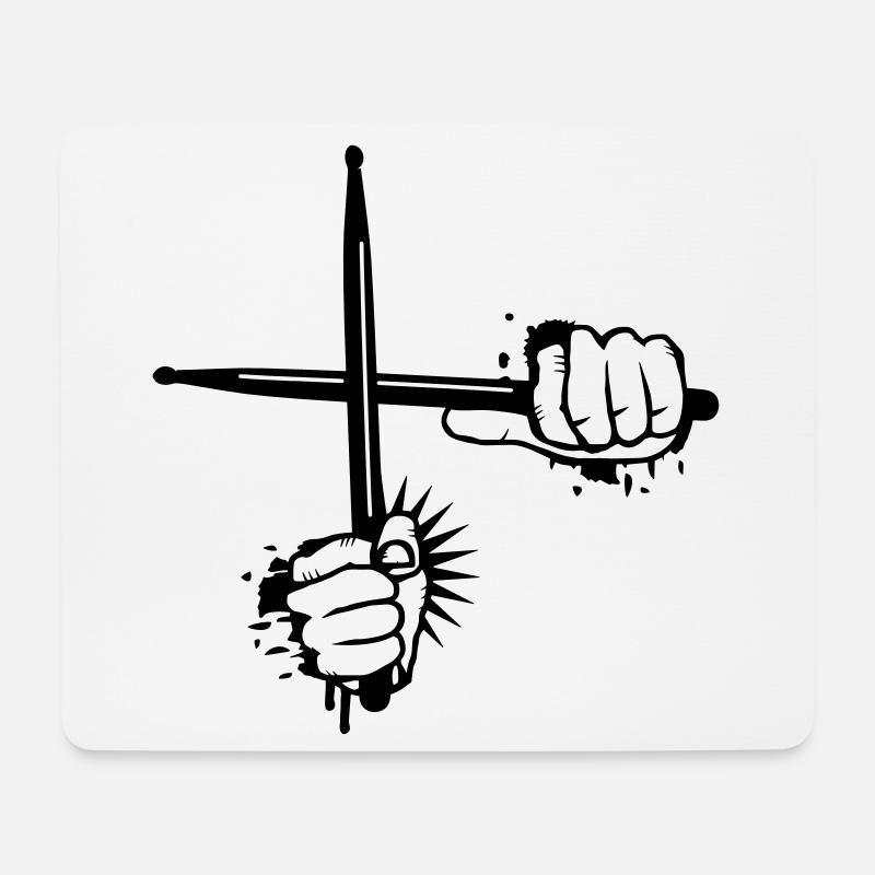 zwei gekreuzte Drumsticks - Mousepad (Querformat) - Weiß