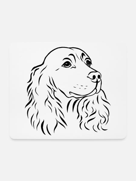 Spaniel Portrait - Mousepad (Querformat) - Weiß