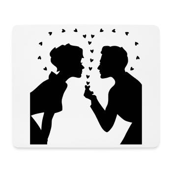 Love Silhouette – Valentine’s Day Couple Design - Mousepad (Querformat) - Weiß - Vorne
