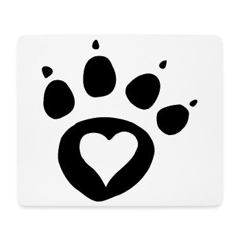 Paw print dog paw with heart i love dog cat - Mouse Pad (horizontal) - white - Front