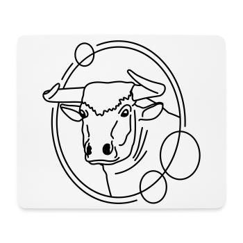 Stier in geometrischer Form - Line-Art-Design - Mousepad (Querformat) - Weiß - Vorne
