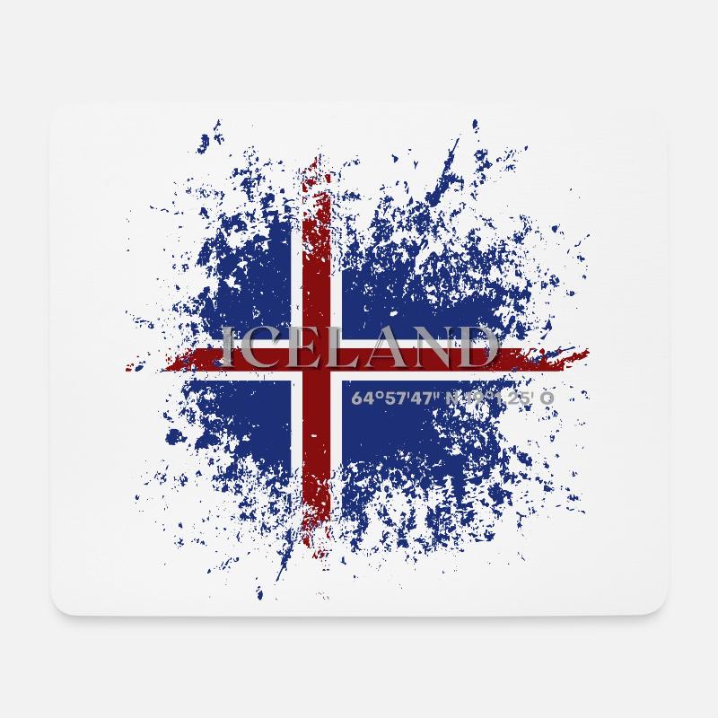 Flagge von Island Grunge, Isländischer Stolz - Mousepad (Querformat) - Weiß