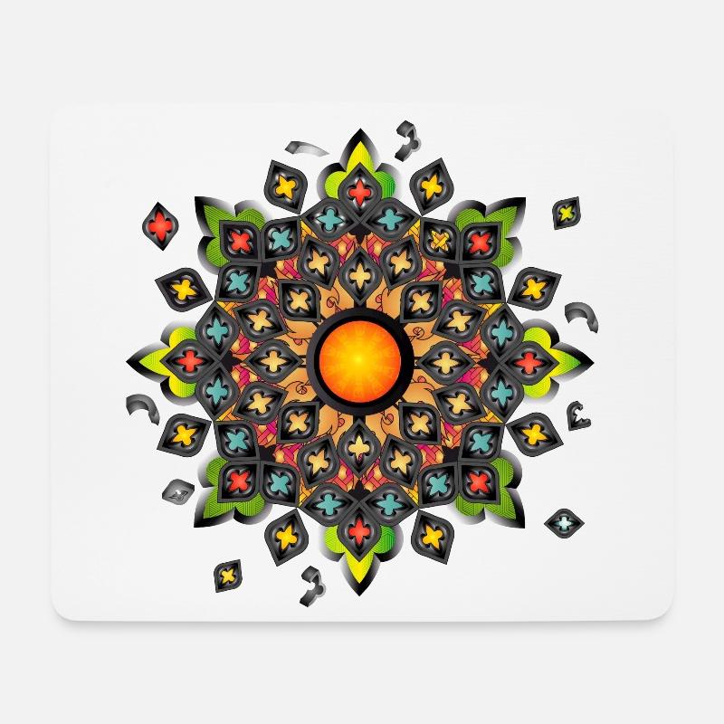 buntes Gotisches Rosetten Kirchenfenster Ornament - Mousepad (Querformat) - Weiß