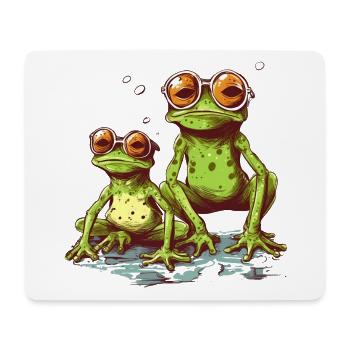 Cool green frogs with orange sunglasses - Mouse Pad (horizontal) - white - Front