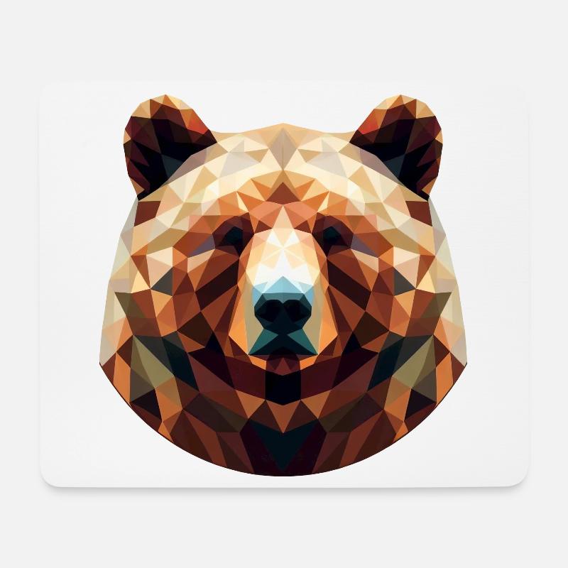Polygon-Braunbär bär braunbär im polygon geometri - Mousepad (Querformat) - Weiß
