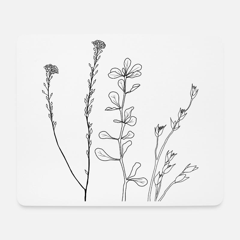 Blumen Line Art - Mousepad (Querformat) - Weiß