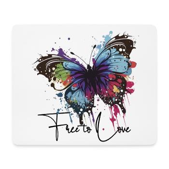 Regenbogen Schmetterling Spritzer free to love  - Mousepad (Querformat) - Weiß - Vorne